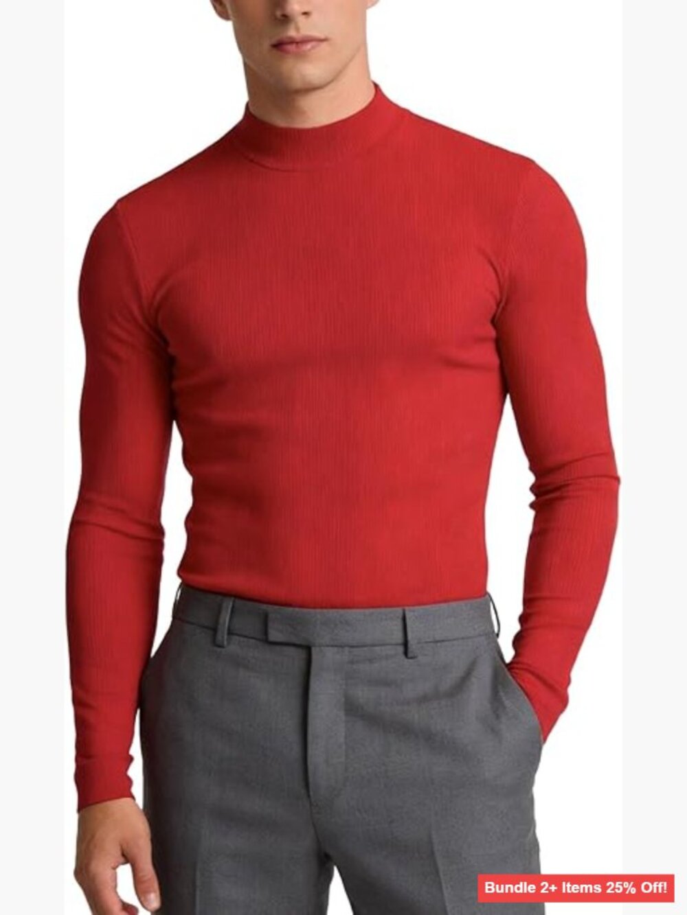 Men's Long Sleeve Mock Neck Thermal Undershirt Fitted Base Layer Top